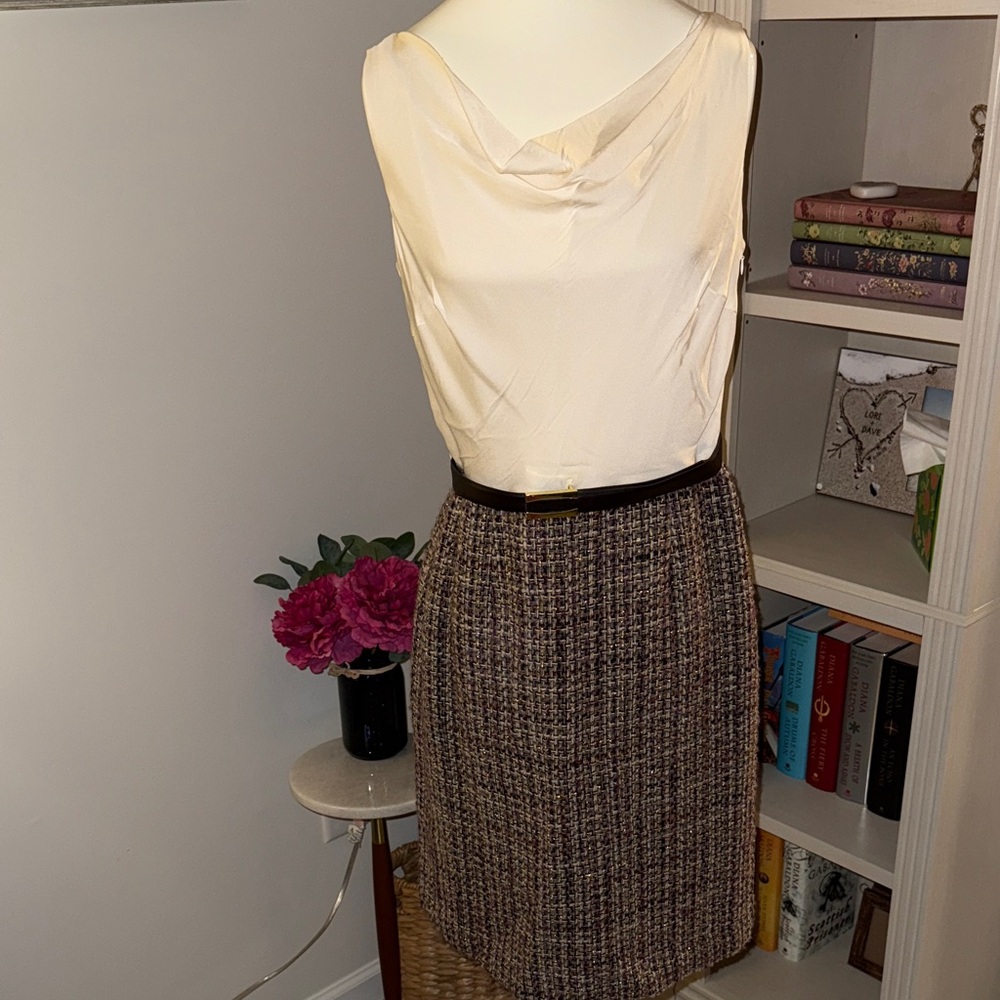 Versatile Tweed and Silk Dress w/belt